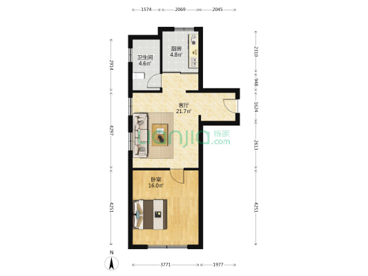 嘉禾雅居 1室1厅1卫 75平方