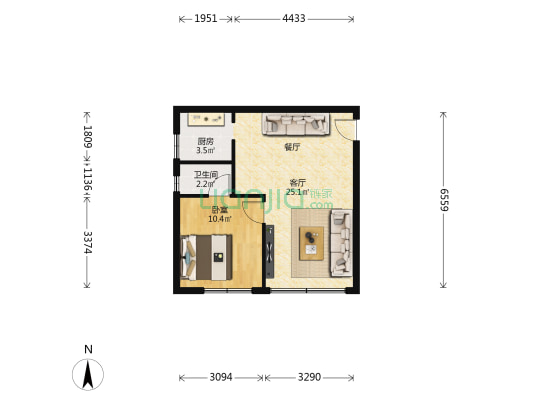 碧翠楼 1室1厅1卫 57平方