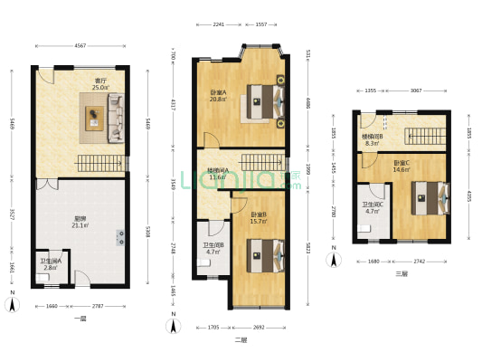 华馨苑(别墅) 3室1厅3卫 155平方