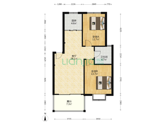 盛世新城 2室1厅1卫 82平方