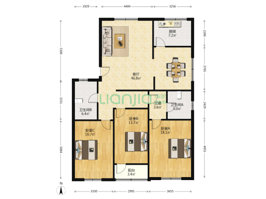 西浜路10号 3室1厅2卫 149平方