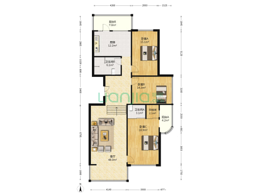 冬奥村一期 3室1厅2卫 169平方