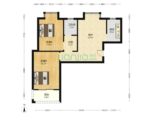 人和家园 2室1厅1卫 84平方