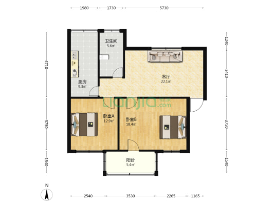菜园巷8号 2室1厅1卫 83平方