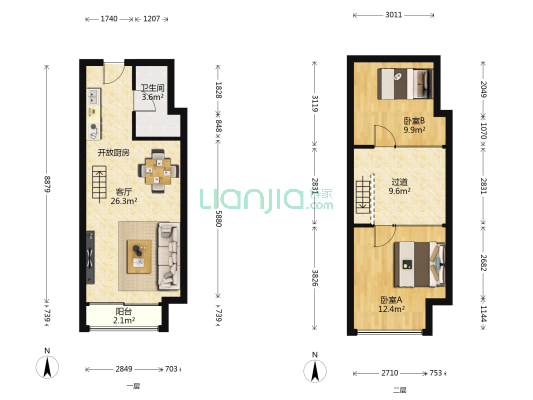 信业悦都荟 2室1厅1卫 46平方