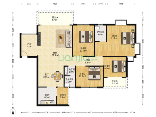 仁济新村 4室2厅3卫 156平方
