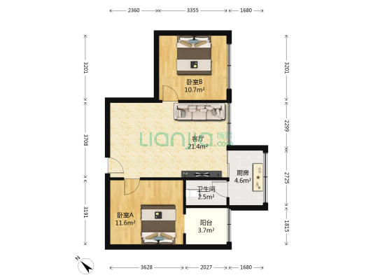 乌金路224号 2室1厅1卫 68平方