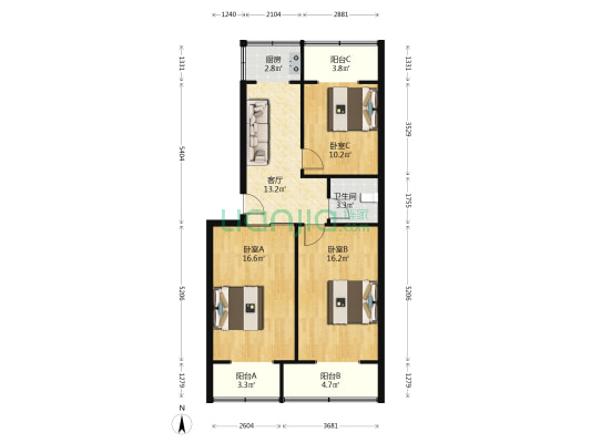 横巷市委家属院南区 3室1厅1卫 83平方