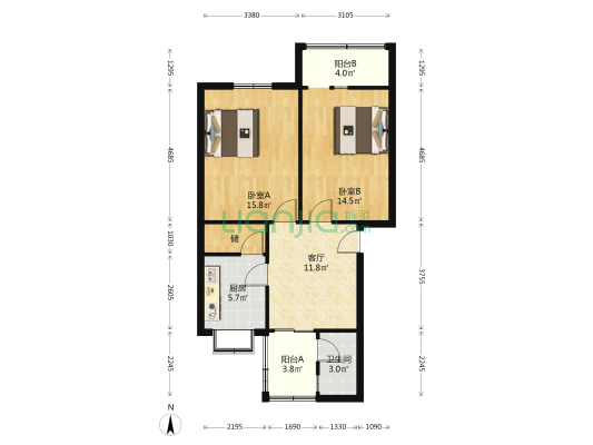 树藩大街620号 2室1厅1卫 57平方