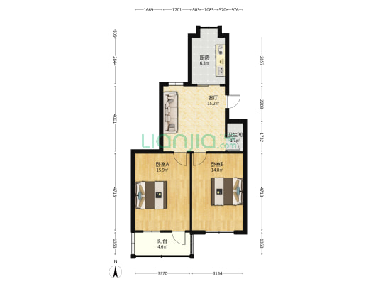 水南街308号 2室1厅1卫 68平方