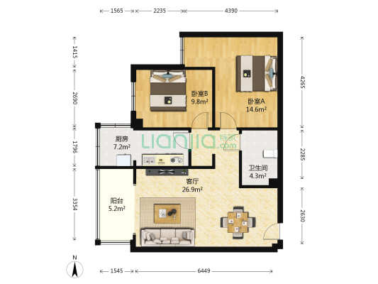 金色起跑线 2室1厅1卫 83平方