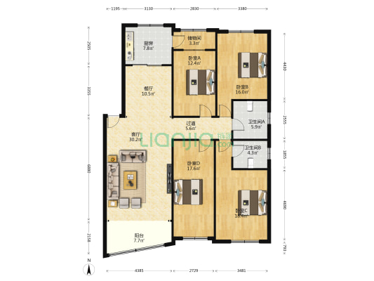 农发行驿城区支行家属院 4室2厅2卫 160平方