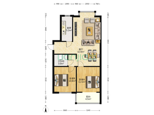 太化和平苑 2室1厅1卫 96平方