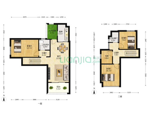 香江天赋 4室1厅2卫 95平方