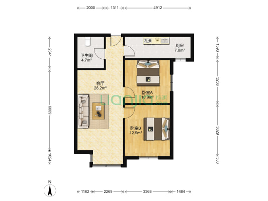 潮新佳苑 2室1厅1卫 83平方