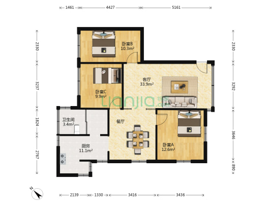 教育路 3室1厅1卫 97平方