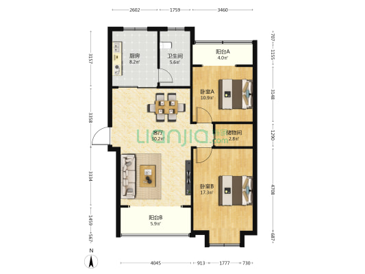 世纪花园(高淳) 2室1厅1卫 96平方