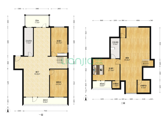 宏阳佳园 2室1厅2卫 189平方