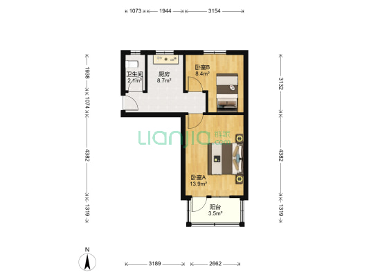 北京西路 2室0厅1卫 45平方
