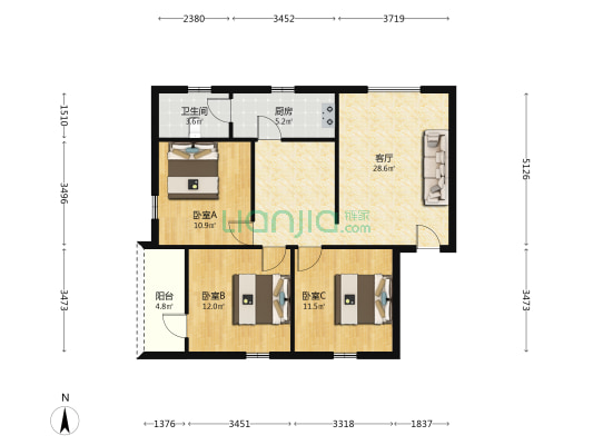 下廓后街高墩里 3室1厅1卫 81平方