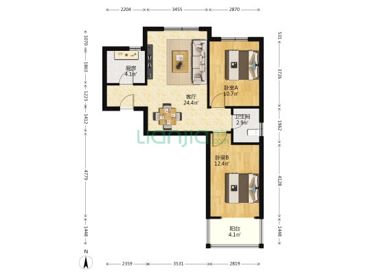 华普园二区 2室1厅1卫 85平方