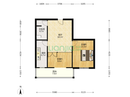 步行街小区 2室1厅1卫 73平方