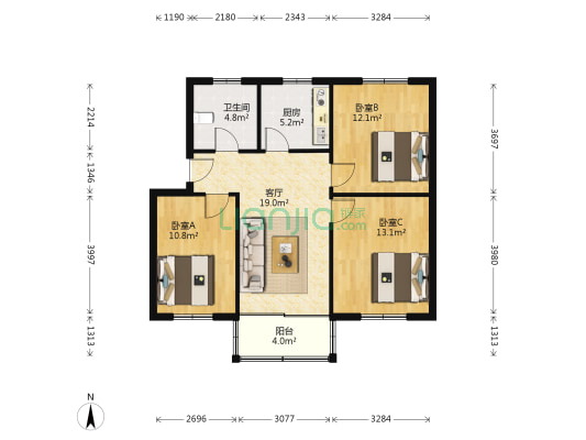 马臻南路 3室1厅1卫 80平方