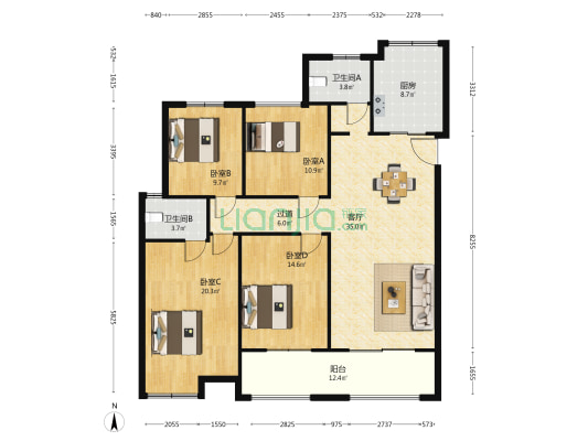 天和珺府 4室1厅2卫 146平方