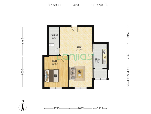 沈阳金融广场金廊公馆 1室1厅1卫 93平方