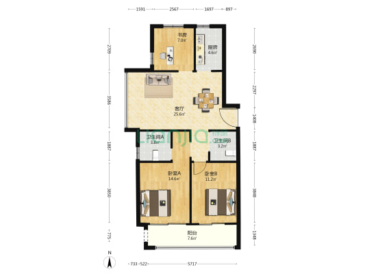 翠榕湾 3室1厅2卫 101平方