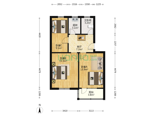 安顺小区东区 3室1厅1卫 69平方