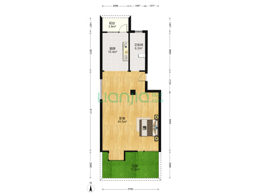 高尔夫壹号 1室0厅1卫 77平方