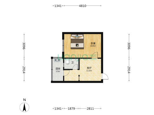 仿古南区 1室1厅1卫 43平方