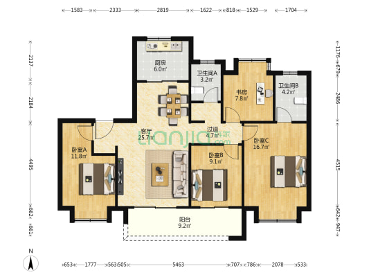深业青珑上府 4室1厅2卫 127平方