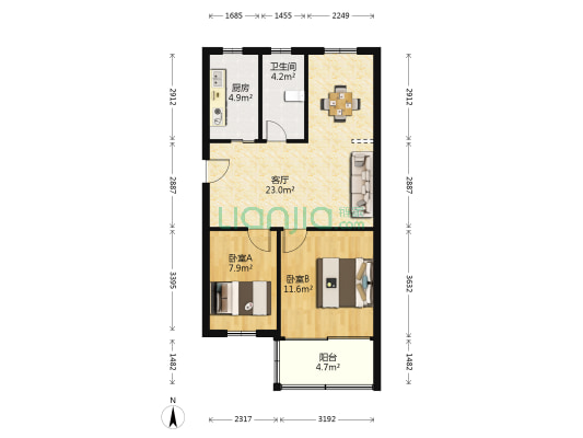澄浪堰路28弄 2室1厅1卫 58平方