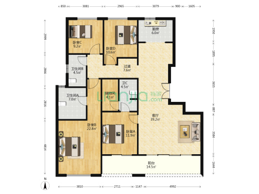 大公府 4室1厅3卫 183平方