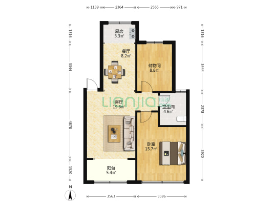 三清山大道陶瓷市场 1室2厅1卫 81平方