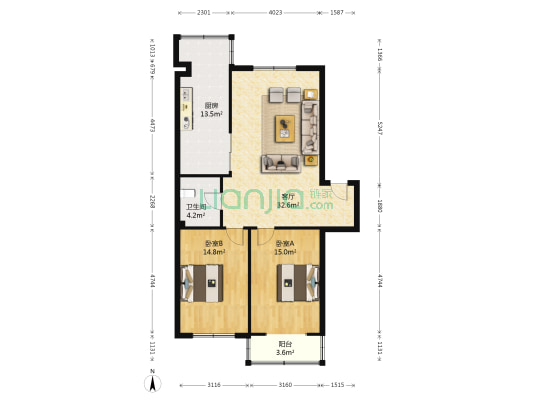 明华欣居园北区 2室1厅1卫 103平方
