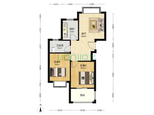 怡海嘉苑 2室1厅1卫 78平方