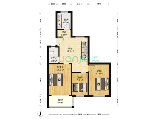 积善新寓睦和园 3室1厅1卫 77平方