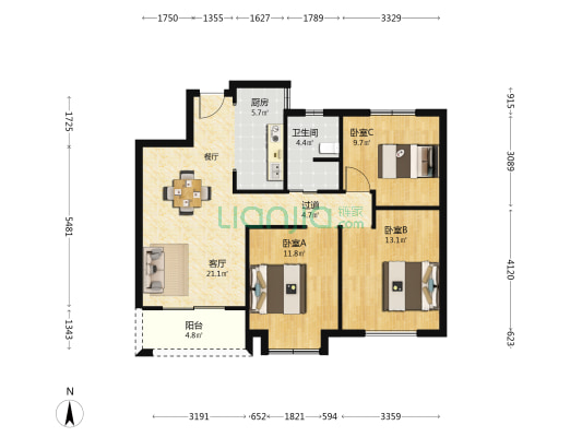 智汇雅苑 3室1厅1卫 99平方