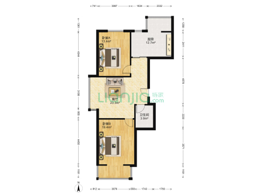 俪水嘉园 2室1厅1卫 93平方