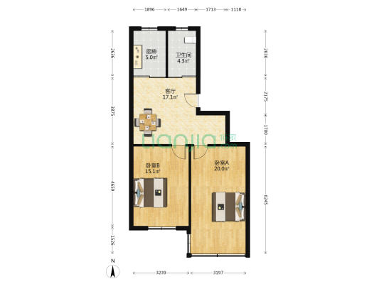柏庄菜场小区 2室1厅1卫 76平方