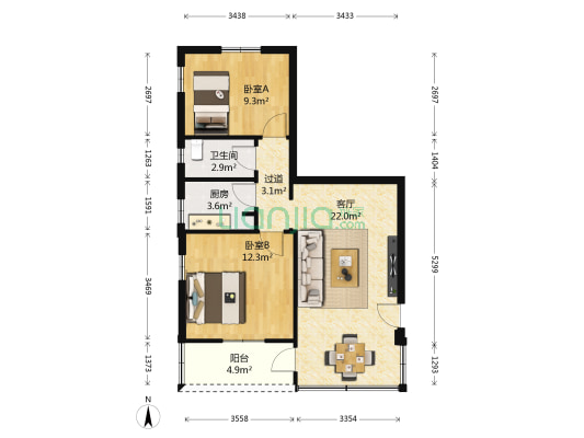 松柏新村 2室1厅1卫 67平方
