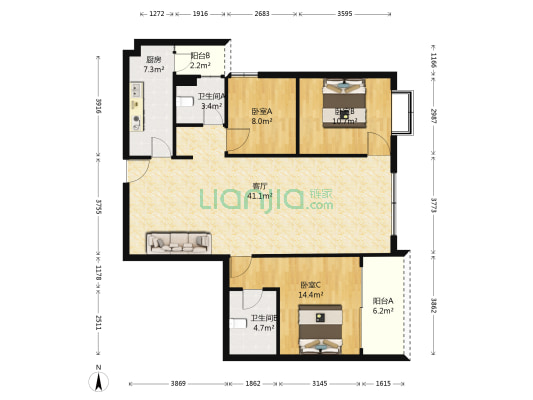 碧桂园星荟 3室1厅2卫 118平方