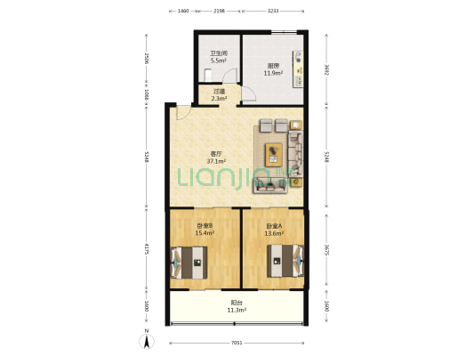 新城北街住宅小区 2室1厅1卫 109平方