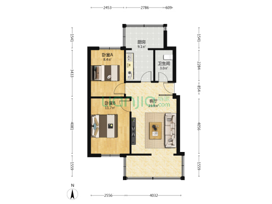 五三四小区 2室1厅1卫 57平方