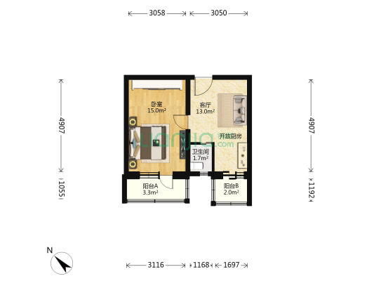 新苑街10号院 1室1厅1卫 45平方