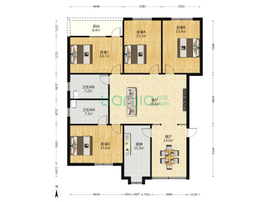 滨江西路29号 4室2厅2卫 155平方
