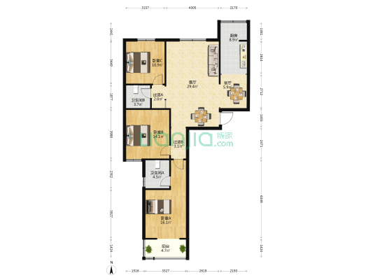 创鑫华城 3室2厅2卫 140平方